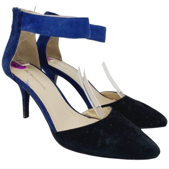BCBG | Women's Malabo Blue Colorblock Suede Heels (Size 8.5) - Picture 1 of 14